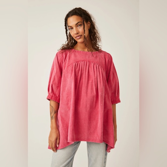 New Free People✨Memories of You Corduroy Top- Mademoiselle Pink - Picture 6 of 6